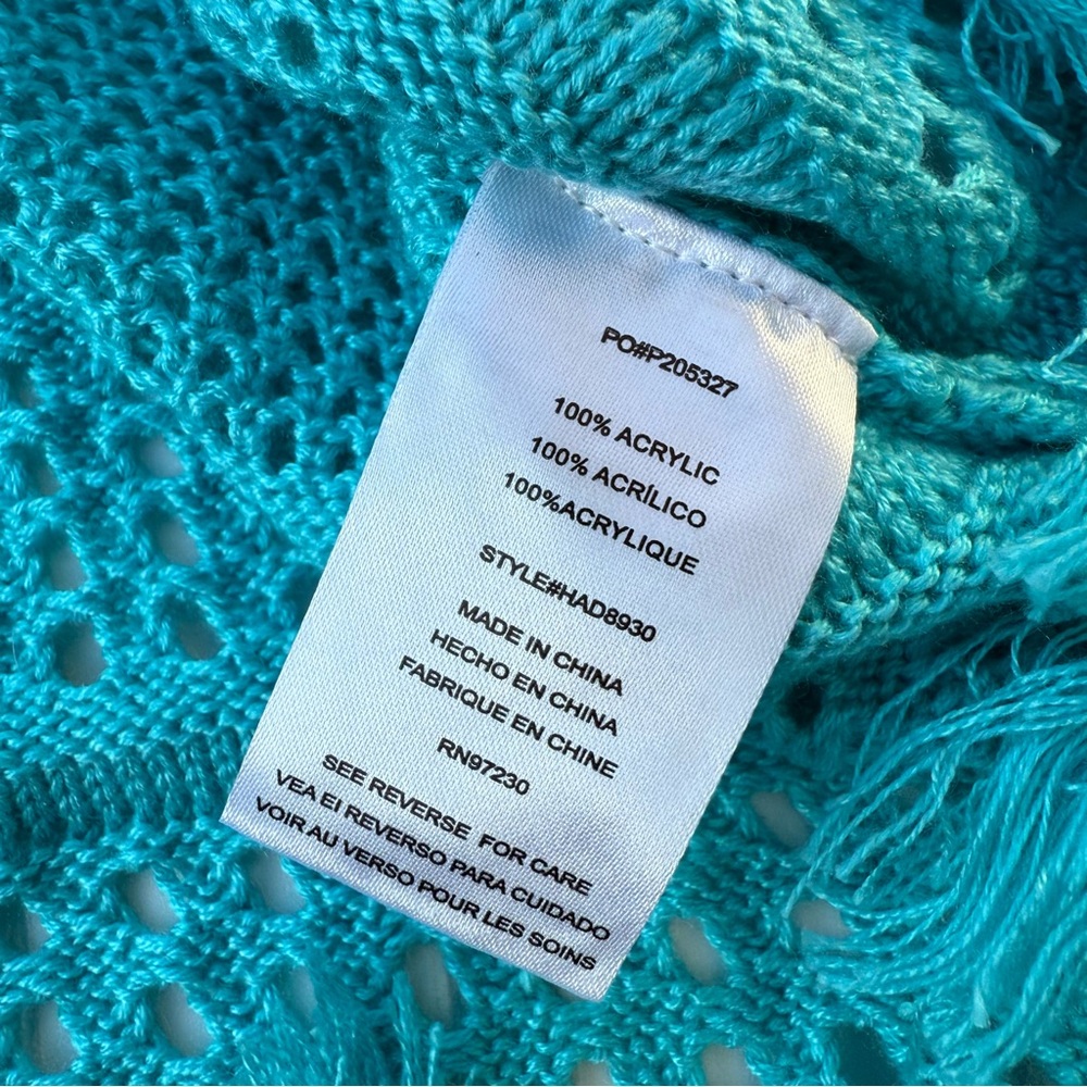 NEW Absolutely Famous Turquoise Crochet Fringe Shirt - Picture 3 of 3